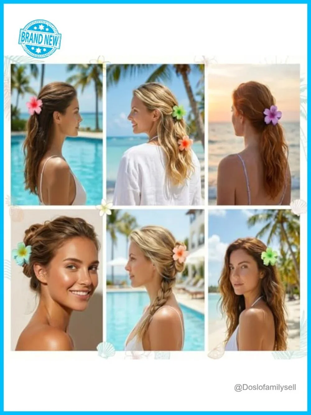 6 Pcs Flower Hair Claw Clips for Thick Hair, Strong Hold Non-Slip Plastic Claws